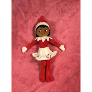 Girls Elf on the Shelf Red White Brown Stuffed Animal Doll African American